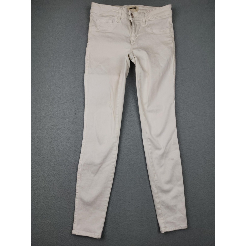 L'AGENCE Chantal Low Rise Skinny Jeans Womens 27 White Stretch Denim Pants